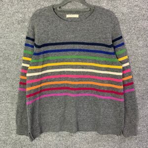 WOOLOVERS Lambswool Stripe Jumper Sweater Rainbow Stripe Multicolor SZ‎ M
